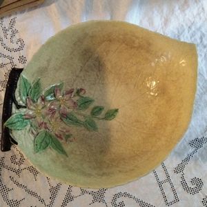 Carlton ware mid-century modern green apple blossom footed bowl